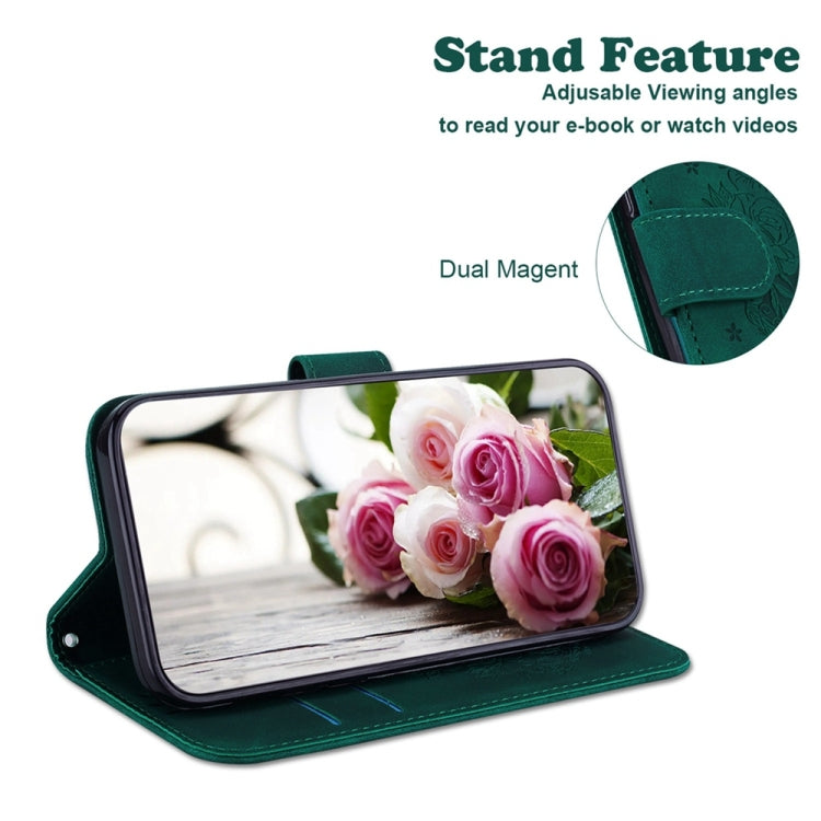For Motorola Edge 2024 Butterfly Rose Embossed Leather Phone Case(Green) - Motorola Cases by PMC Jewellery | Online Shopping South Africa | PMC Jewellery | Buy Now Pay Later Mobicred