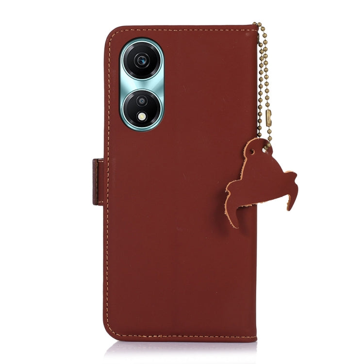 For Honor X5 Plus Genuine Leather Magnetic RFID Leather Phone Case(Coffee) - Honor Cases by PMC TechLife | Online Shopping South Africa | PMC TechLife | Buy Now Pay Later Mobicred