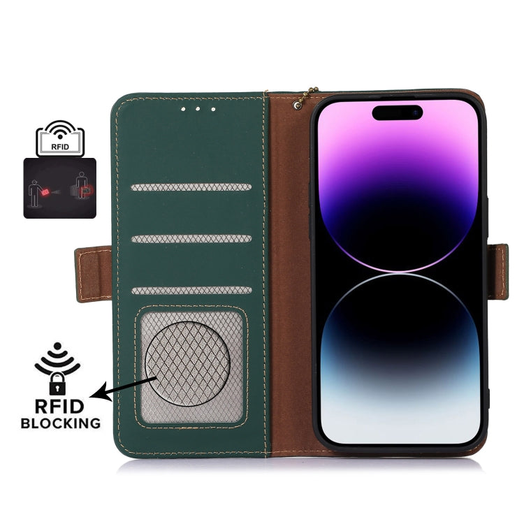 For Honor X7b Genuine Leather Magnetic RFID Leather Phone Case(Green) - Honor Cases by PMC TechLife | Online Shopping South Africa | PMC TechLife | Buy Now Pay Later Mobicred