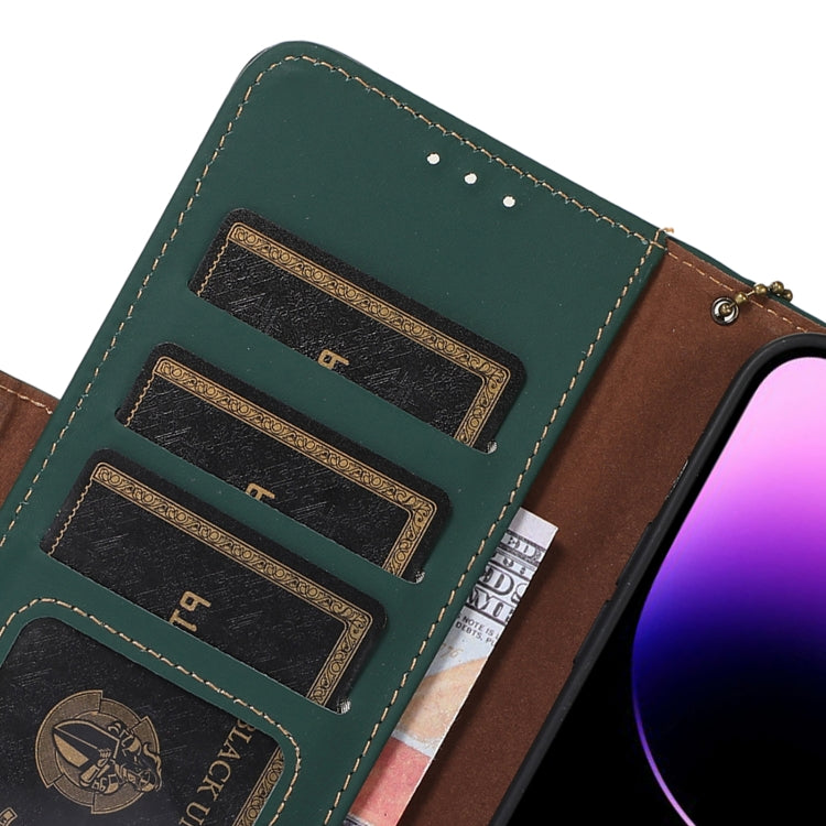 For Honor X7b Genuine Leather Magnetic RFID Leather Phone Case(Green) - Honor Cases by PMC TechLife | Online Shopping South Africa | PMC TechLife | Buy Now Pay Later Mobicred