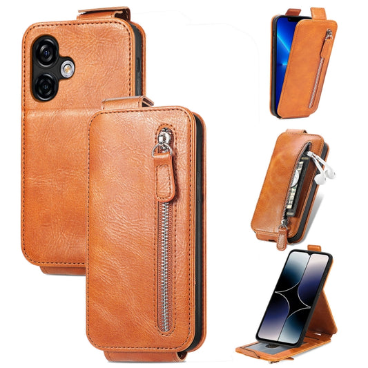 For Ulefone Note 16 Pro Zipper Wallet Vertical Flip Leather Phone Case(Brown) - Ulefone Cases by PMC Jewellery | Online Shopping South Africa | PMC Jewellery | Buy Now Pay Later Mobicred