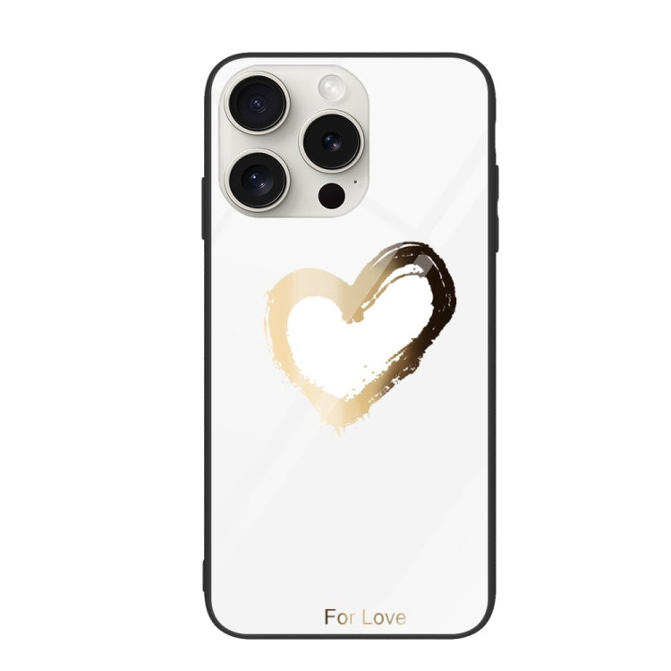 For iPhone 16 Pro Colorful Painted Glass Phone Case(Golden Love) - iPhone 16 Pro Cases by PMC TechLife | Online Shopping South Africa | PMC TechLife | Buy Now Pay Later Mobicred