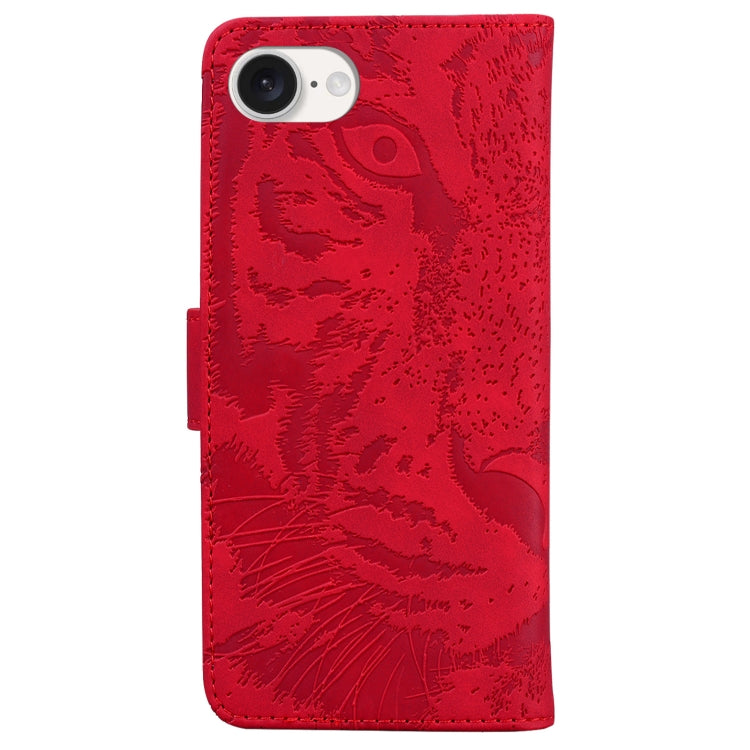 For iPhone 16e Tiger Embossing Pattern Leather Phone Case(Red) - iPhone 16e Cases by PMC TechLife | Online Shopping South Africa | PMC TechLife | Buy Now Pay Later Mobicred