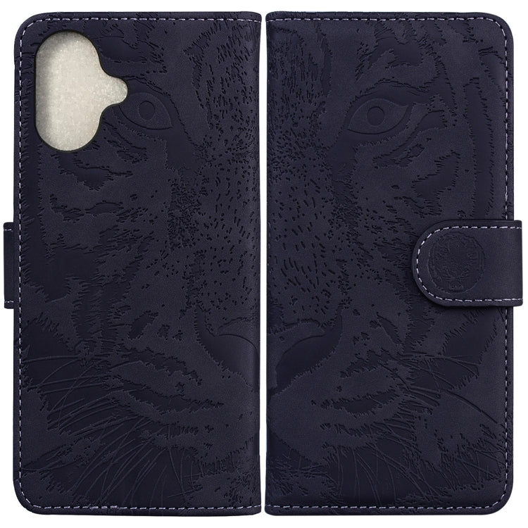 For iPhone 16 Tiger Embossing Pattern Leather Phone Case(Black) - iPhone 16 Cases by PMC Jewellery | Online Shopping South Africa | PMC Jewellery | Buy Now Pay Later Mobicred