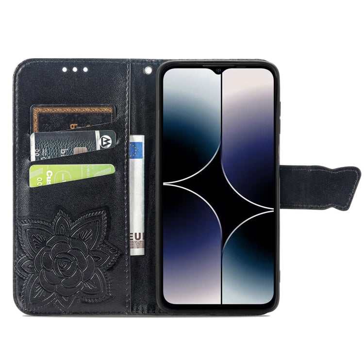 For Ulefone Note 16 Pro Butterfly Love Flower Embossed Leather Phone Case(Black) - Ulefone Cases by PMC Jewellery | Online Shopping South Africa | PMC Jewellery | Buy Now Pay Later Mobicred