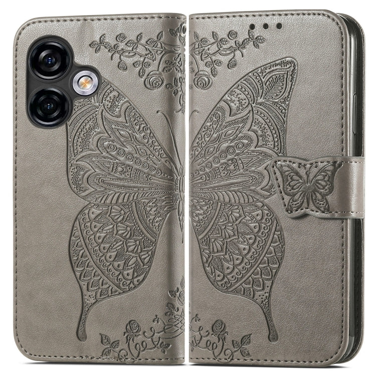 For Ulefone Note 16 Pro Butterfly Love Flower Embossed Leather Phone Case(Grey) - Ulefone Cases by PMC Jewellery | Online Shopping South Africa | PMC Jewellery | Buy Now Pay Later Mobicred