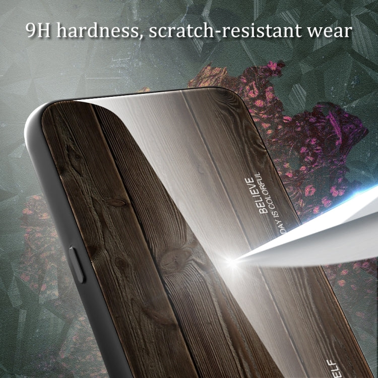 For iPhone 16 Pro Wood Grain Glass Phone Case(Grey) - iPhone 16 Pro Cases by PMC TechLife | Online Shopping South Africa | PMC TechLife | Buy Now Pay Later Mobicred