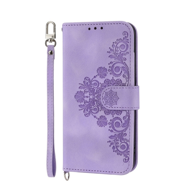 For Xiaomi 14 Skin-feel Flowers Embossed Wallet Leather Phone Case(Purple) - 14 Cases by PMC Jewellery | Online Shopping South Africa | PMC Jewellery | Buy Now Pay Later Mobicred