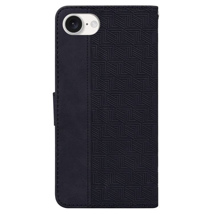 For iPhone 16e Geometric Embossed Leather Phone Case(Black) - iPhone 16e Cases by PMC TechLife | Online Shopping South Africa | PMC TechLife | Buy Now Pay Later Mobicred