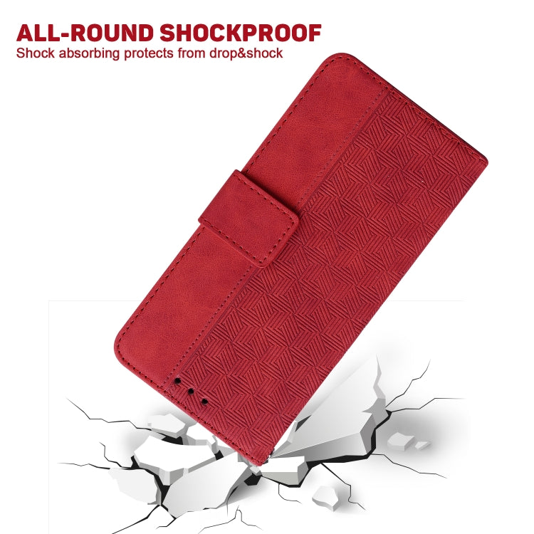 For iPhone 16e Geometric Embossed Leather Phone Case(Red) - iPhone 16e Cases by PMC TechLife | Online Shopping South Africa | PMC TechLife | Buy Now Pay Later Mobicred