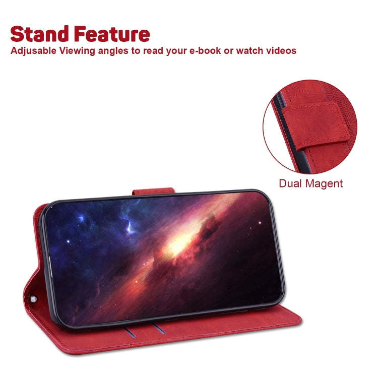 For iPhone 16 Geometric Embossed Leather Phone Case(Red) - iPhone 16 Cases by PMC TechLife | Online Shopping South Africa | PMC TechLife | Buy Now Pay Later Mobicred
