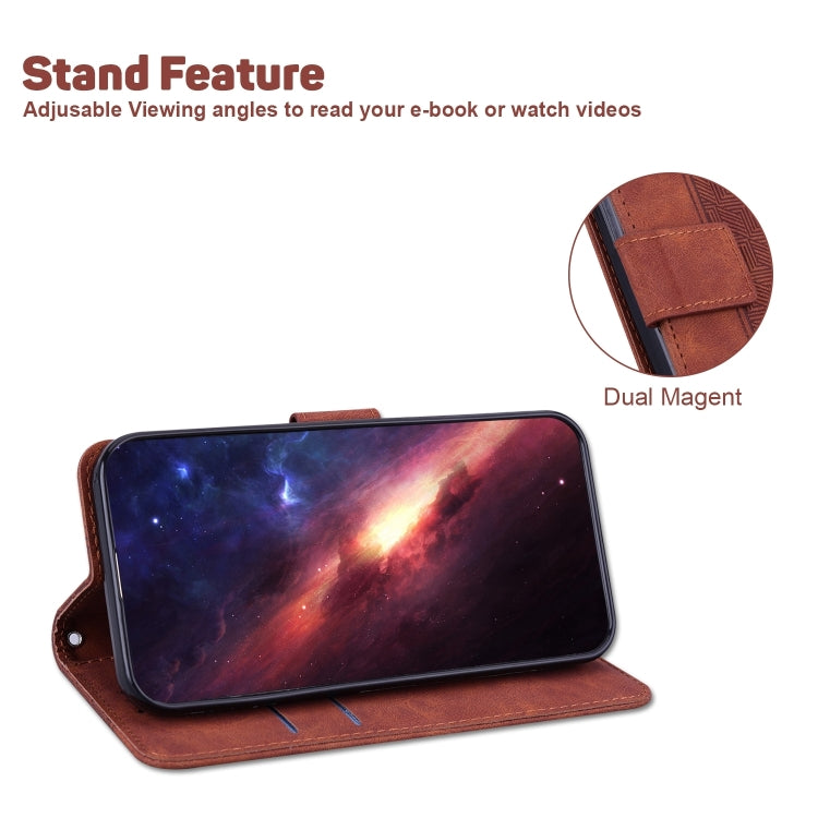 For iPhone 16 Pro Max Geometric Embossed Leather Phone Case(Brown) - iPhone 16 Pro Max Cases by PMC TechLife | Online Shopping South Africa | PMC TechLife | Buy Now Pay Later Mobicred