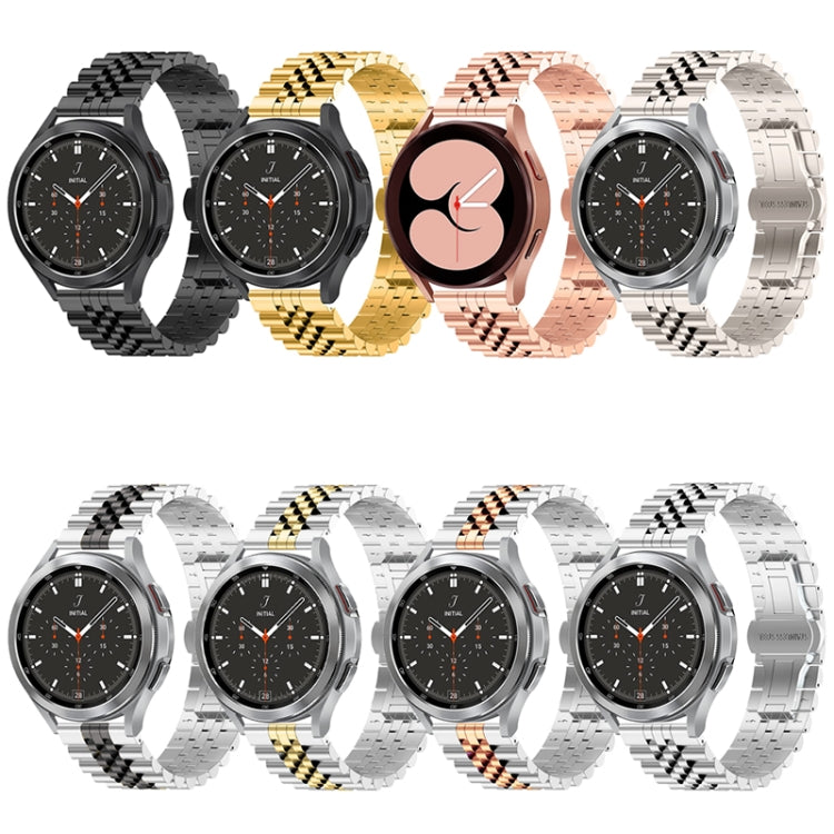 For Huawei Watch 4 / 4 Pro Five Bead Stainless Steel Watch Band(Silver Black) - Watch Bands by PMC TechLife | Online Shopping South Africa | PMC TechLife