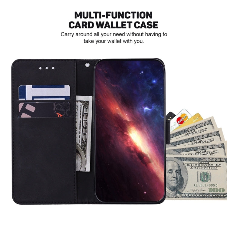For Motorola Edge 2024 Geometric Embossed Leather Phone Case(Black) - free shipping - PMC Jewellery - Order now!