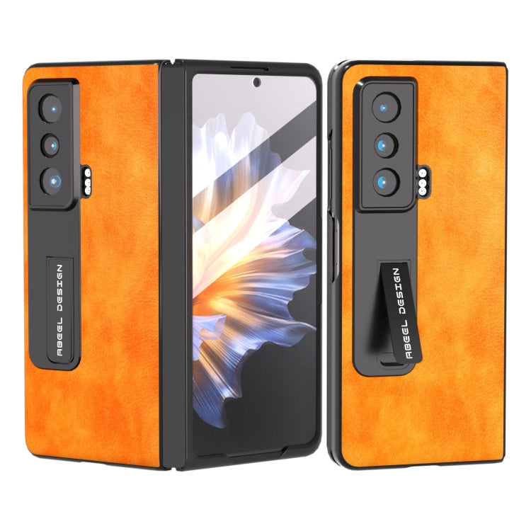 For Honor Magic Vs ABEEL Dual Color Lichi Texture PU Phone Case(Orange) - Honor Cases by PMC TechLife | Online Shopping South Africa | PMC TechLife | Buy Now Pay Later Mobicred