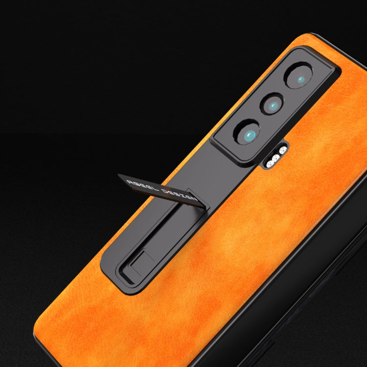 For Honor Magic Vs ABEEL Dual Color Lichi Texture PU Phone Case(Orange) - Honor Cases by PMC TechLife | Online Shopping South Africa | PMC TechLife | Buy Now Pay Later Mobicred