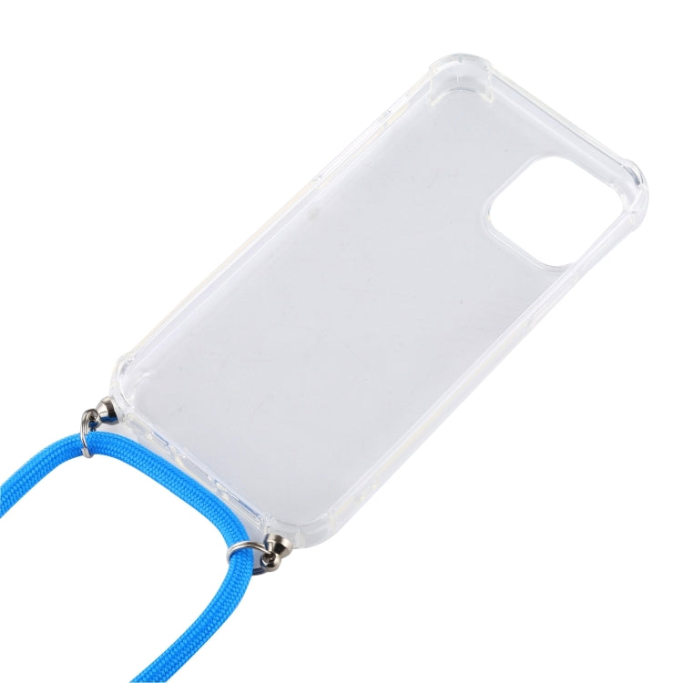For iPhone 16 Four-Corner Shockproof Transparent TPU Case with Lanyard(White Black) - iPhone 16 Cases by PMC TechLife | Online Shopping South Africa | PMC TechLife | Buy Now Pay Later Mobicred