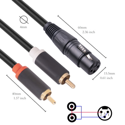 RCA20 XLR Female to Dual RCA Y-Splitter Audio Cable, Length:2m - Microphone Audio Cable & Connector by PMC Jewellery | Online Shopping South Africa | PMC Jewellery