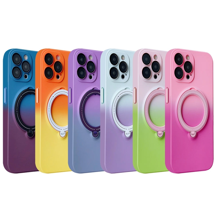 For iPhone 13 MagSafe Holder Gradient TPU Phone Case(Orange Yellow) - iPhone 13 Cases by PMC TechLife | Online Shopping South Africa | PMC TechLife