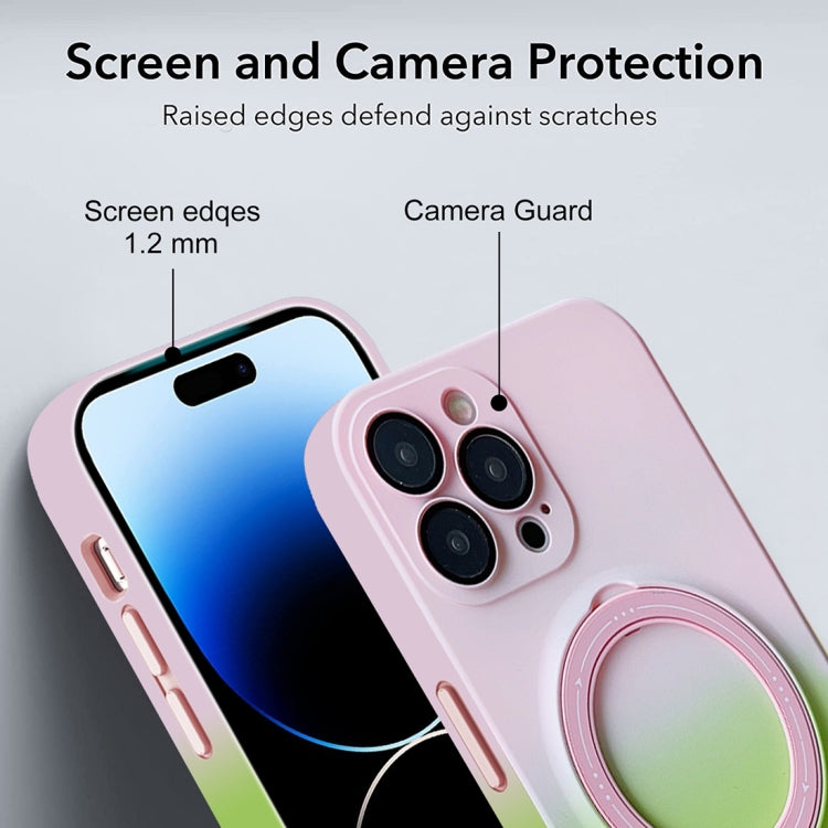 For iPhone 11 Pro Max MagSafe Holder Gradient TPU Phone Case(Gray Purple) - iPhone 11 Pro Max Cases by PMC TechLife | Online Shopping South Africa | PMC TechLife