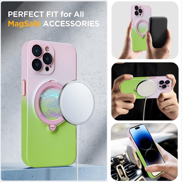 For iPhone 14 Pro Max Gradient TPU MagSafe Holder Phone Case(Pink Red) - free shipping - PMC TechLife - Order now!