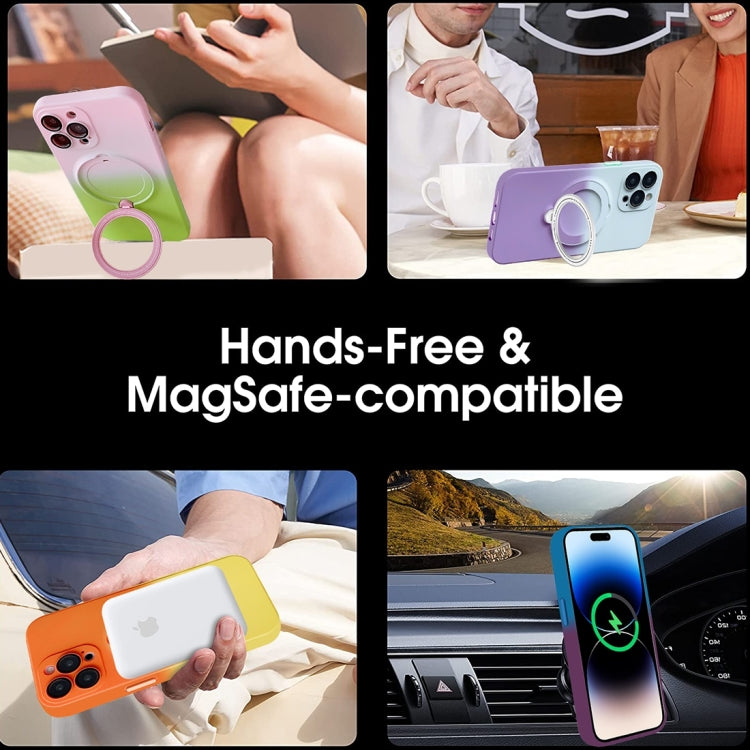 For iPhone 14 Pro Max Gradient TPU MagSafe Holder Phone Case(Pink Red) - free shipping - PMC TechLife - Order now!