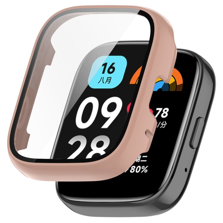 For Redmi Watch 3 Lite PC + Tempered Film Integrated Watch Protective Case(Pink) - Watch Cases by PMC TechLife | Online Shopping South Africa | PMC TechLife | Buy Now Pay Later Mobicred