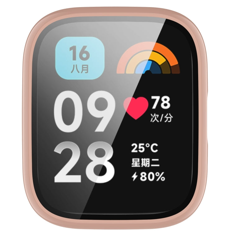 For Redmi Watch 3 Lite PC + Tempered Film Integrated Watch Protective Case(Pink) - Watch Cases by PMC TechLife | Online Shopping South Africa | PMC TechLife | Buy Now Pay Later Mobicred