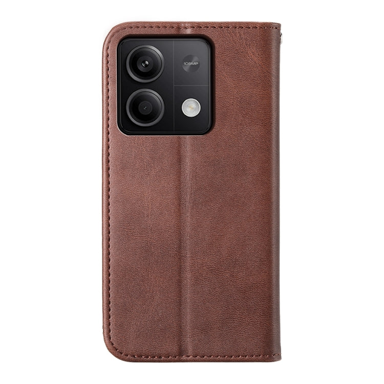 For Xiaomi Redmi Note 13 5G Cubic Grid Calf Texture Magnetic Leather Phone Case(Brown) - Note 13 Cases by PMC TechLife | Online Shopping South Africa | PMC TechLife | Buy Now Pay Later Mobicred