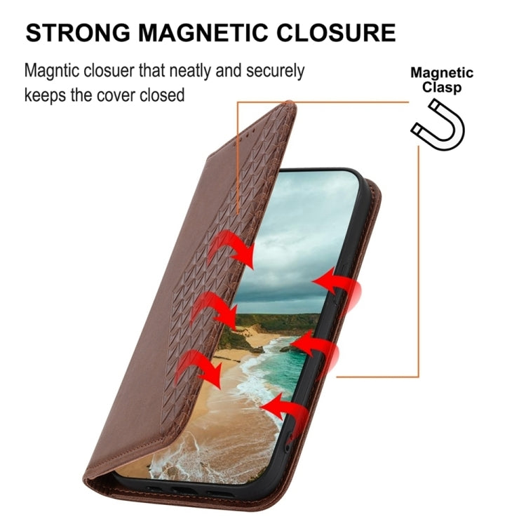 For Xiaomi 14 Pro Cubic Grid Calf Texture Magnetic Leather Phone Case(Brown) - 14 Pro Cases by PMC TechLife | Online Shopping South Africa | PMC TechLife | Buy Now Pay Later Mobicred
