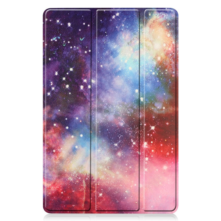 For Samsung Galaxy Tab S9 Custer Painted 3-Fold Holder Smart Leather Tablet Case(Milky Way Nebula) - Galaxy Tab S9 Cases by PMC Jewellery | Online Shopping South Africa | PMC Jewellery | Buy Now Pay Later Mobicred