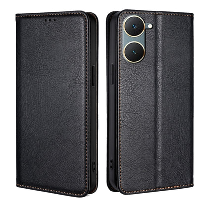 For vivo Y03 4G Gloss Oil Solid Color Magnetic Leather Phone Case(Black) - vivo Cases by PMC Jewellery | Online Shopping South Africa | PMC Jewellery | Buy Now Pay Later Mobicred