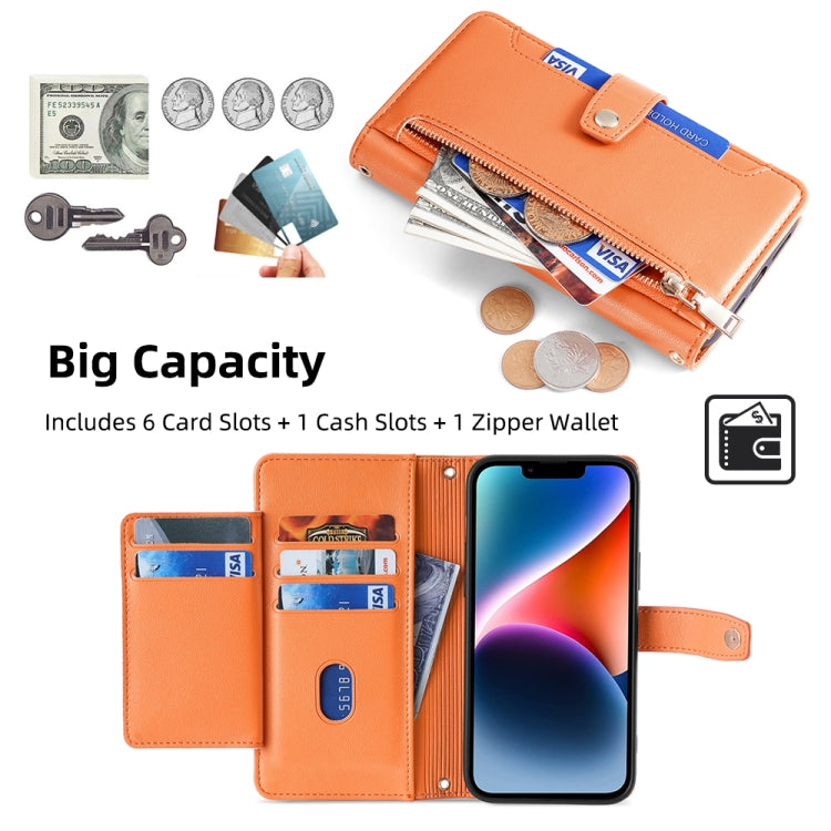 For Honor X8a Sheep Texture Cross-body Zipper Wallet Leather Phone Case(Orange) - Honor Cases by PMC TechLife | Online Shopping South Africa | PMC TechLife | Buy Now Pay Later Mobicred