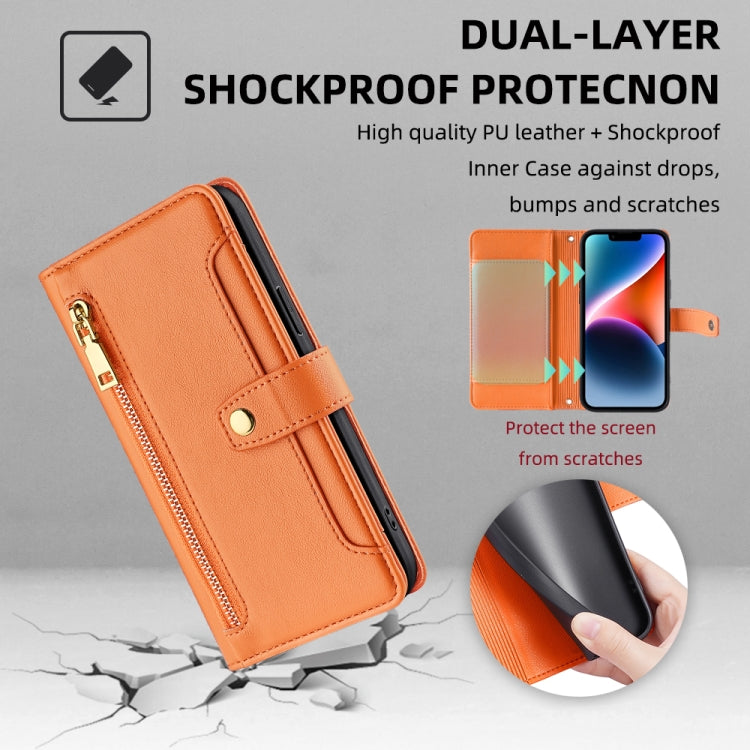 For Honor X8a Sheep Texture Cross-body Zipper Wallet Leather Phone Case(Orange) - Honor Cases by PMC TechLife | Online Shopping South Africa | PMC TechLife | Buy Now Pay Later Mobicred
