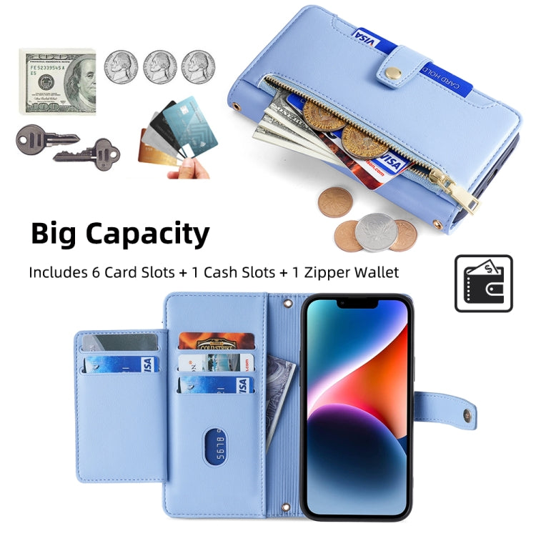 For Honor X9a Sheep Texture Cross-body Zipper Wallet Leather Phone Case(Blue) - Honor Cases by PMC TechLife | Online Shopping South Africa | PMC TechLife | Buy Now Pay Later Mobicred