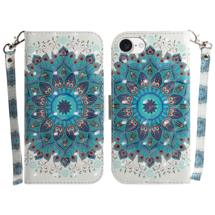 For iPhone SE 2024 3D Colored Horizontal Flip Leather Phone Case(Peacock Wreath) - More iPhone Cases by PMC Jewellery | Online Shopping South Africa | PMC Jewellery | Buy Now Pay Later Mobicred