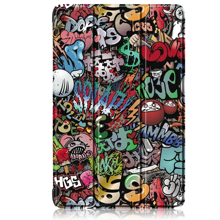 For Samsung Galaxy Tab S9 Ultra Custer Painted 3-Fold Holder Smart Leather Tablet Case(Graffiti) - Other Galaxy Tab PC by PMC Jewellery | Online Shopping South Africa | PMC Jewellery | Buy Now Pay Later Mobicred