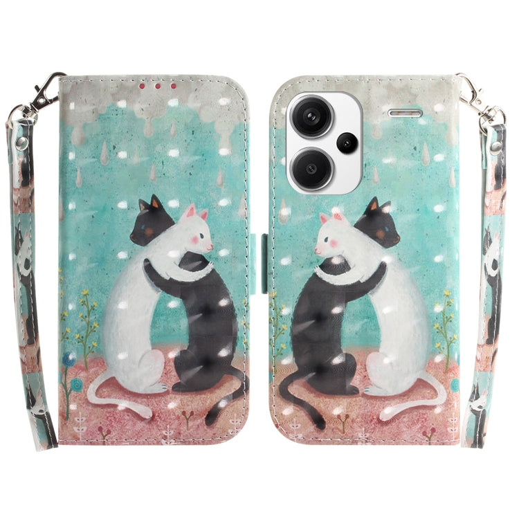 For Xiaomi Redmi Note 13 Pro+ 5G 3D Colored Horizontal Flip Leather Phone Case(Black White Cat) - Note 13 Pro+ Cases by PMC Jewellery | Online Shopping South Africa | PMC Jewellery | Buy Now Pay Later Mobicred