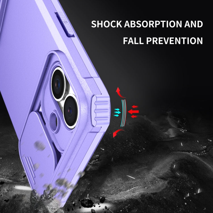 For iPhone 16 Plus Stereoscopic Holder Sliding Camshield Phone Case(Purple) - iPhone 16 Plus Cases by PMC Jewellery | Online Shopping South Africa | PMC Jewellery | Buy Now Pay Later Mobicred