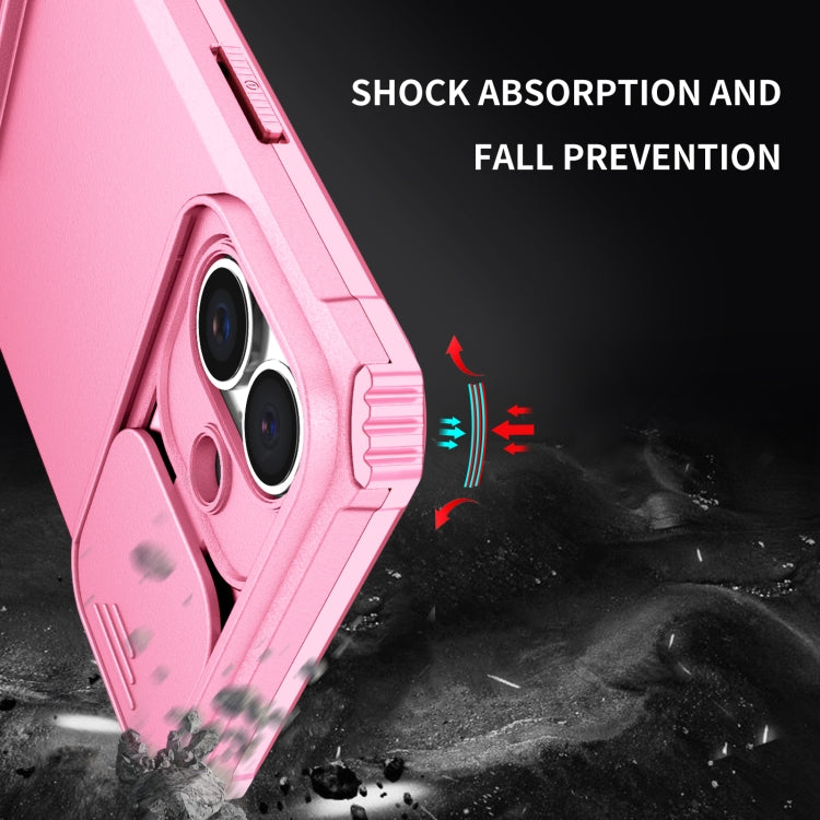 For iPhone 16 Stereoscopic Holder Sliding Camshield Phone Case(Pink) - iPhone 16 Cases by PMC TechLife | Online Shopping South Africa | PMC TechLife | Buy Now Pay Later Mobicred