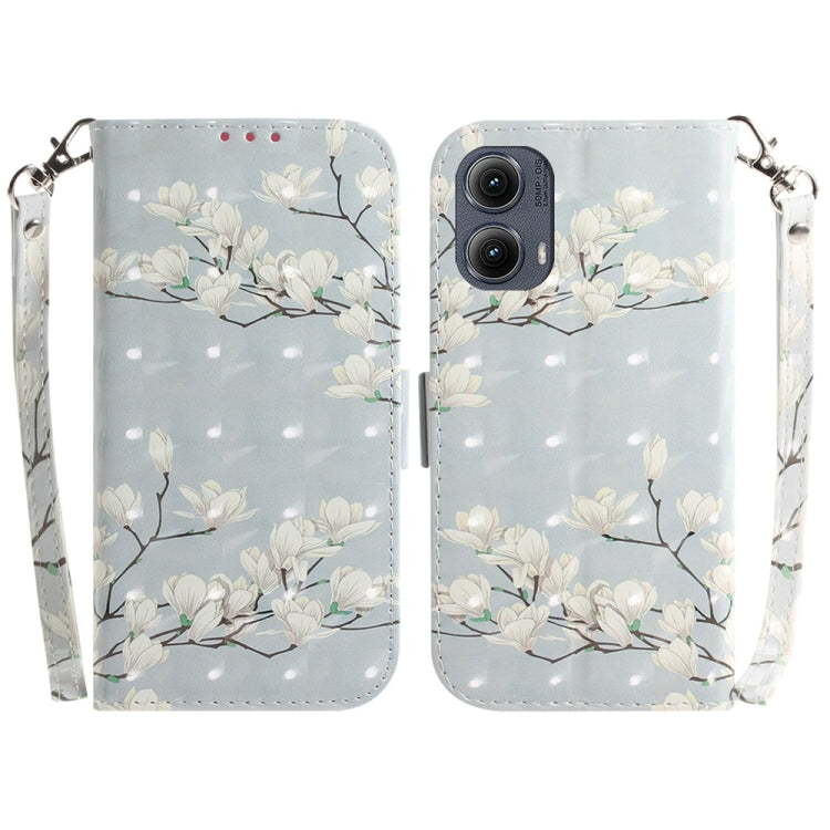 For Motorola Edge 2024 3D Colored Flip Leather Phone Case(Magnolia) - free shipping - PMC Jewellery - Order now!