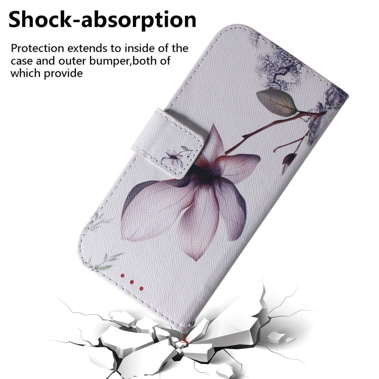 For iPhone 16e Coloured Drawing Flip Leather Phone Case(Magnolia) - iPhone 16e Cases by PMC TechLife | Online Shopping South Africa | PMC TechLife | Buy Now Pay Later Mobicred