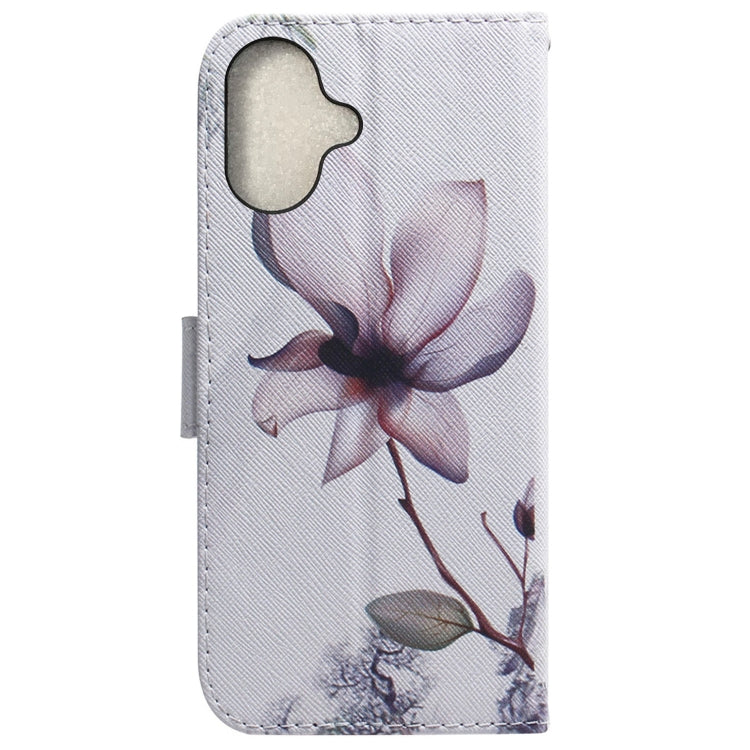 For iPhone 16 Plus Coloured Drawing Flip Leather Phone Case(Magnolia) - iPhone 16 Plus Cases by PMC Jewellery | Online Shopping South Africa | PMC Jewellery | Buy Now Pay Later Mobicred