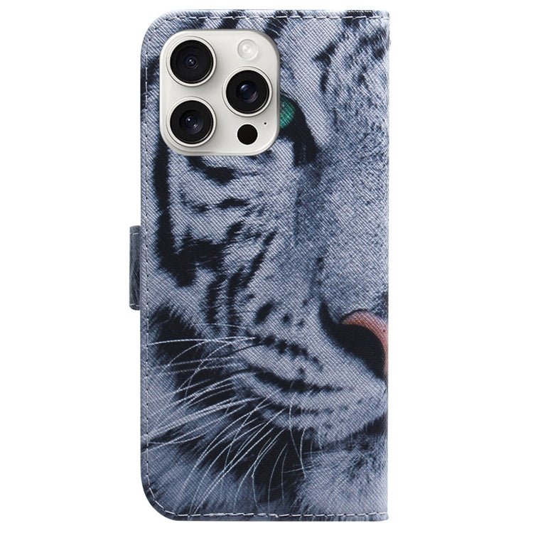 For iPhone 16 Pro Max Coloured Drawing Flip Leather Phone Case(Tiger) - iPhone 16 Pro Max Cases by PMC Jewellery | Online Shopping South Africa | PMC Jewellery | Buy Now Pay Later Mobicred