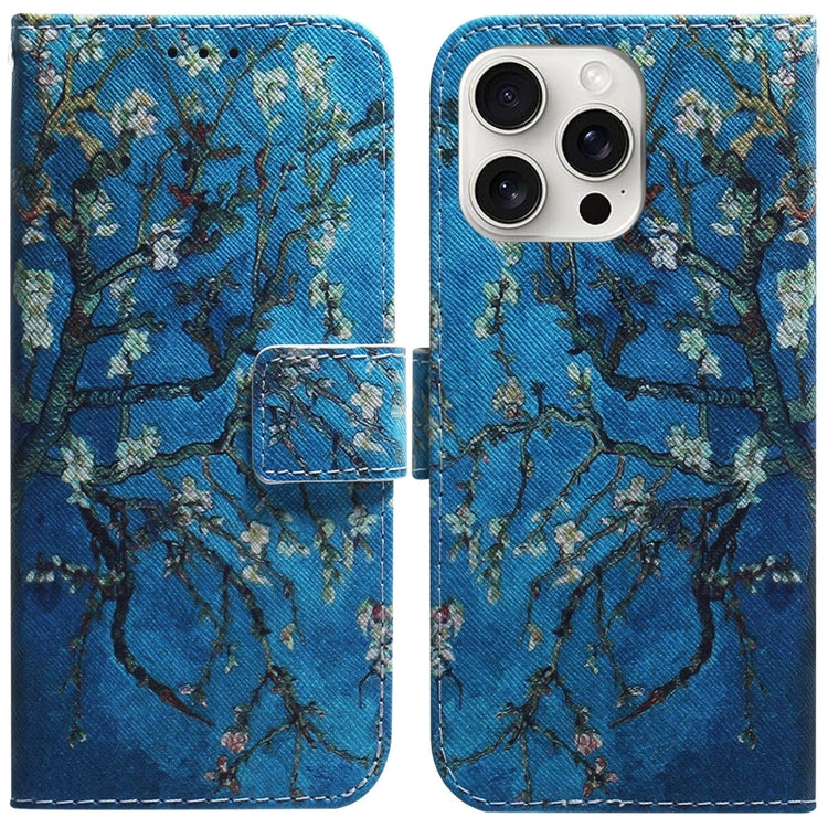 For iPhone 16 Pro Max Coloured Drawing Flip Leather Phone Case(Apricot) - iPhone 16 Pro Max Cases by PMC TechLife | Online Shopping South Africa | PMC TechLife | Buy Now Pay Later Mobicred
