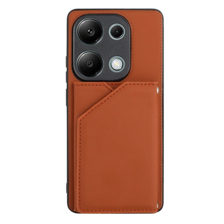 For Xiaomi Redmi Note 13 Pro 4G Global Skin Feel PU + TPU + PC Card Slots Phone Case(Brown) - Note 13 Cases by PMC Jewellery | Online Shopping South Africa | PMC Jewellery | Buy Now Pay Later Mobicred