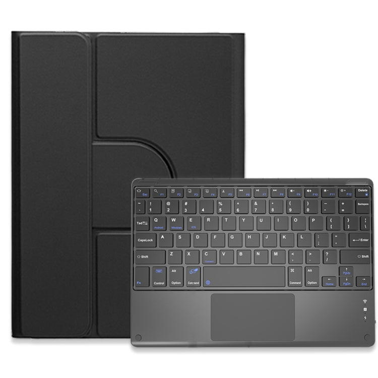 For iPad Air 2022 / iPad Pro 11 2021 Square Button 360 Degree Rotatable Bluetooth Keyboard Leather Case with Touchpad(Black) - free shipping - PMC TechLife - Order now!