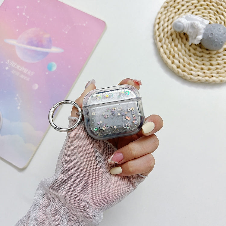 For AirPods Pro 2 Transparent Glitter Bluetooth Earphone Protective Case(Black) - For AirPods Pro 2 by PMC Jewellery | Online Shopping South Africa | PMC Jewellery | Buy Now Pay Later Mobicred