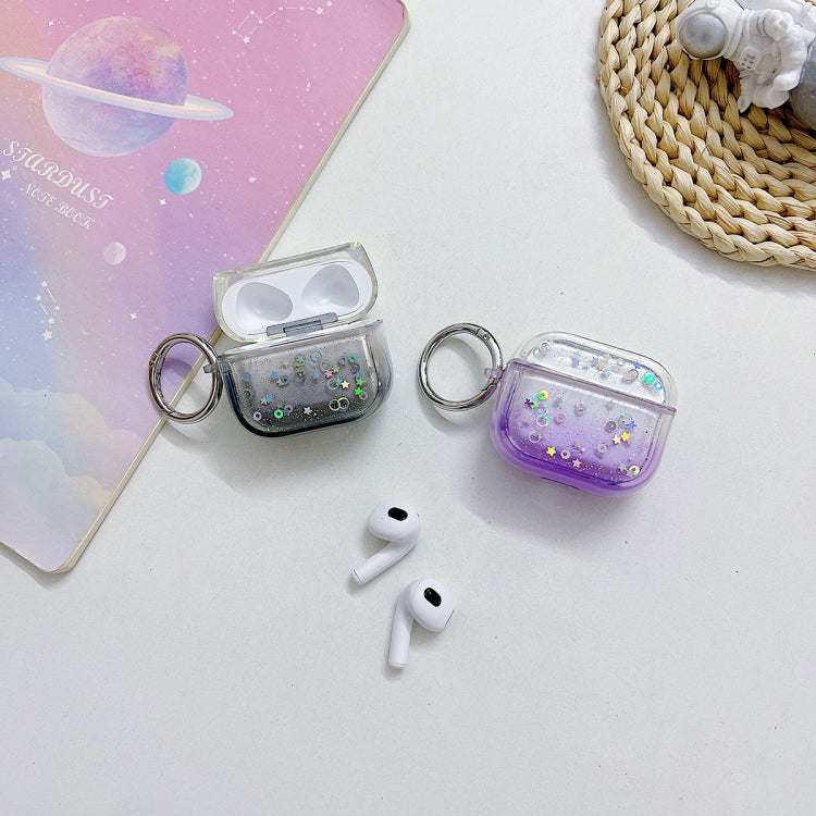 For AirPods Pro Transparent Glitter Bluetooth Earphone Protective Case(Dark Blue) - For AirPods Pro by PMC Jewellery | Online Shopping South Africa | PMC Jewellery | Buy Now Pay Later Mobicred