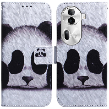 For OPPO Reno11 Pro Global Coloured Drawing Flip Leather Phone Case(Panda) - Reno11 Pro Cases by PMC Jewellery | Online Shopping South Africa | PMC Jewellery | Buy Now Pay Later Mobicred
